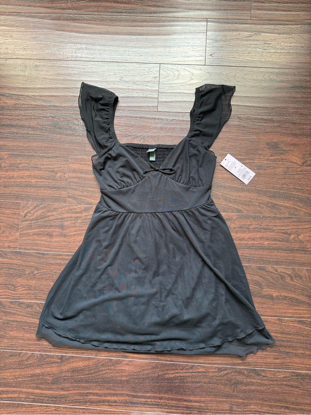 Black Flutter Sleeve Babydoll Dress